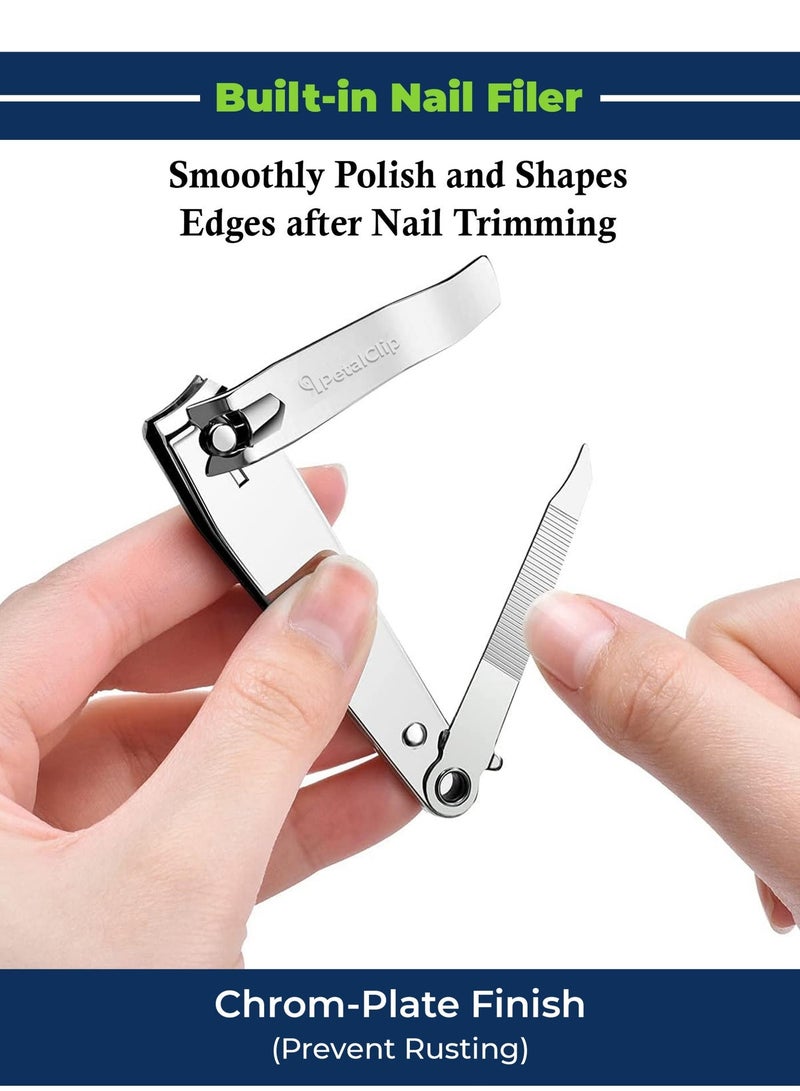 2 Pcs Heavy Duty Nail Clipper and Cutter Set for Thick Nails, Sharp Stainless Steel Wide Jaw Toenail Clippers Pack for Men, Women & Seniors