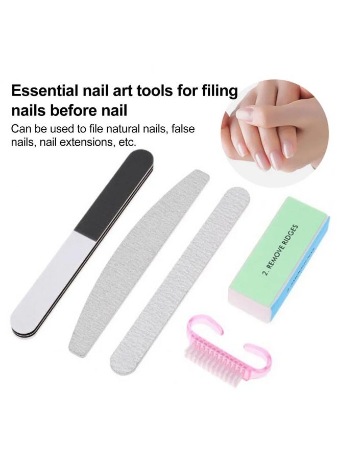 Nail File Set Professional Nail Buffer File Kit Washable Buffering/Sanding Nail Filer Buffing Nails Polish Smooth Polishing Set DIY and Salon Use Manicure Tools Nail Files Kit 5 Pcs Set