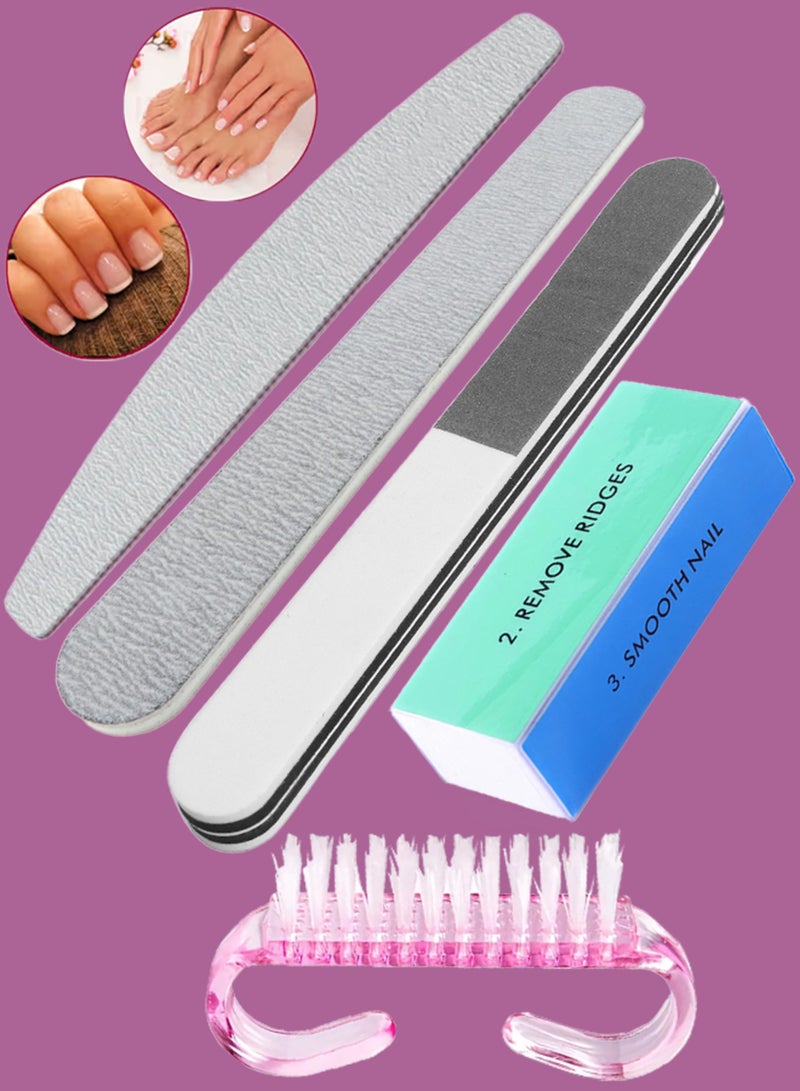 Nail File Set Professional Nail Buffer File Kit Washable Buffering/Sanding Nail Filer Buffing Nails Polish Smooth Polishing Set DIY and Salon Use Manicure Tools Nail Files Kit 5 Pcs Set