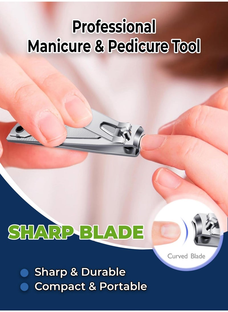 2 Pcs Heavy Duty Nail Clipper and Cutter Set for Thick Nails, Sharp Stainless Steel Wide Jaw Toenail Clippers Pack for Men, Women & Seniors
