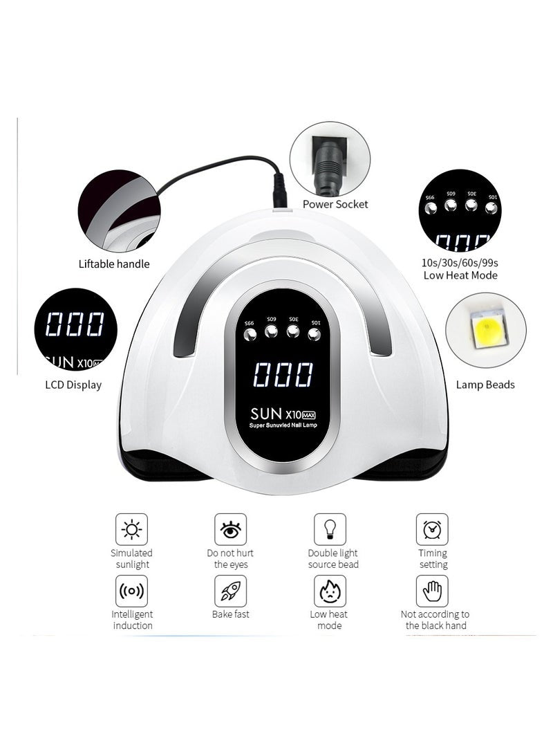 280W UV LED Nail Lamp, Fast Nail Curing Lamps for Home & Salon, 66 Beads Dryer for Gel Polish with Automatic Sensor/4 Timer Setting, Handle Professional Art Tools